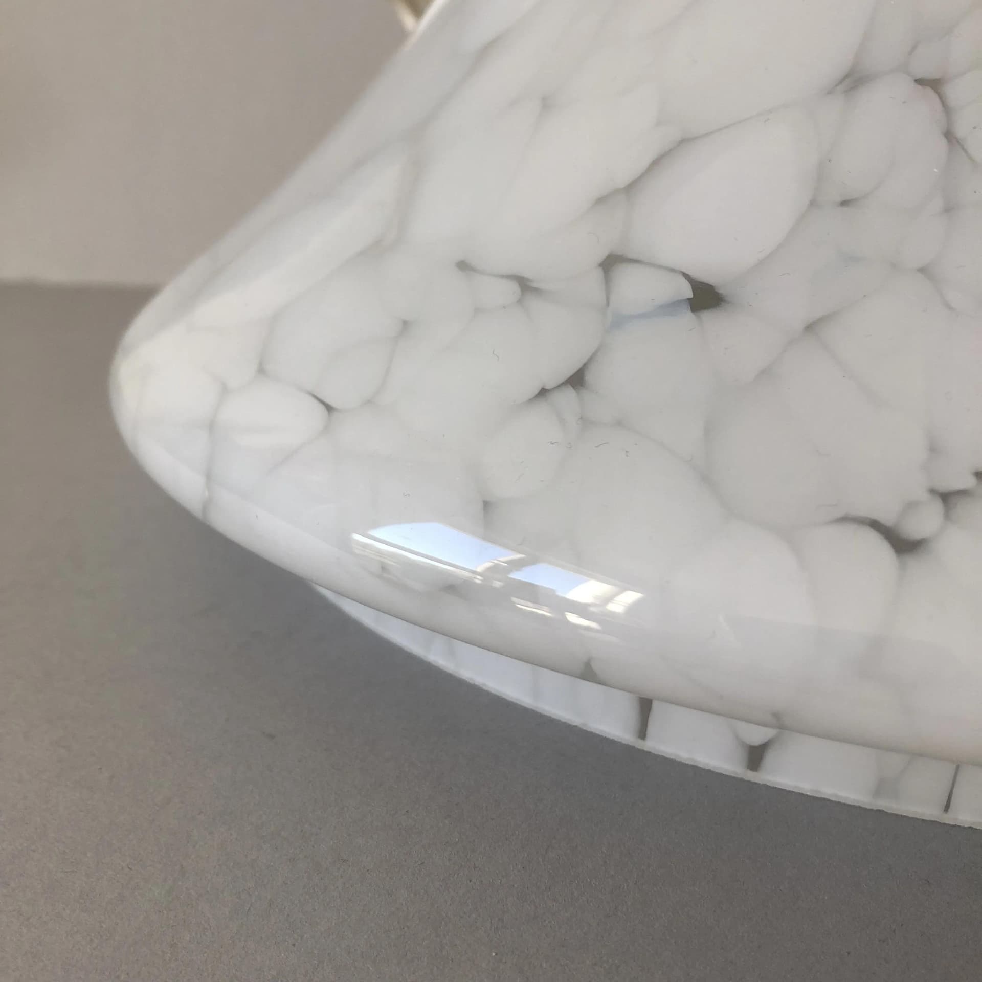 Pendant lamp, white glass, steel, VEB Gorlitz, Germany, 1980s. - 22804