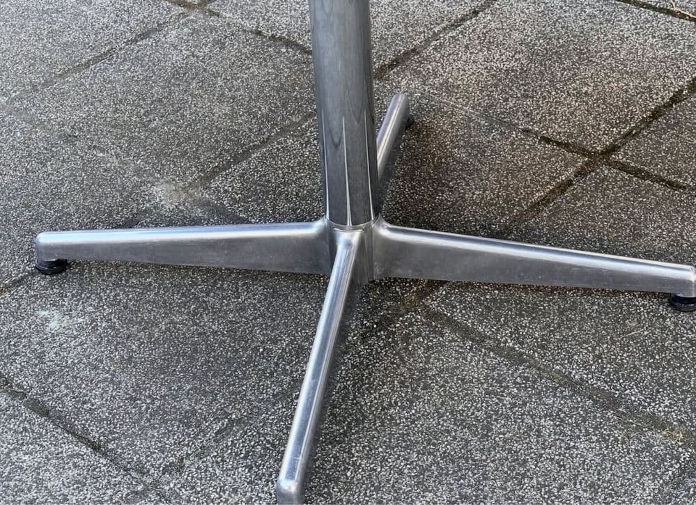 Dining table, white laminate, silver stainless steel, by A. Castelli Ferrieri, Anonima Castelli, Italy, 1970s. - 308130