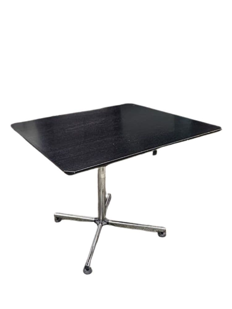 Table USM Haller 90x75 cm, black top, chromed steel, Switzerland