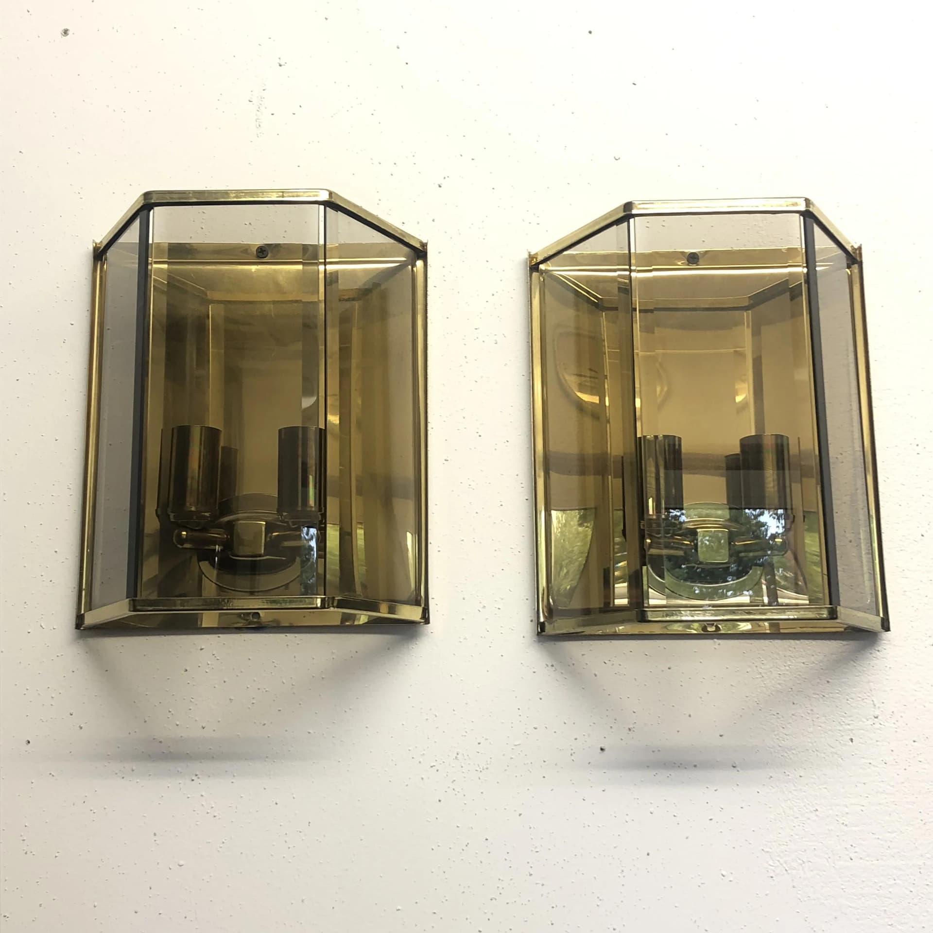 Para kinkietów Art Deco, mosiądz złoty, Holtkötter, Niemcy, lata 70. - 22785