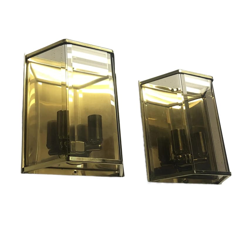 Para kinkietów Art Deco, mosiądz złoty, Holtkötter, Niemcy, lata 70.