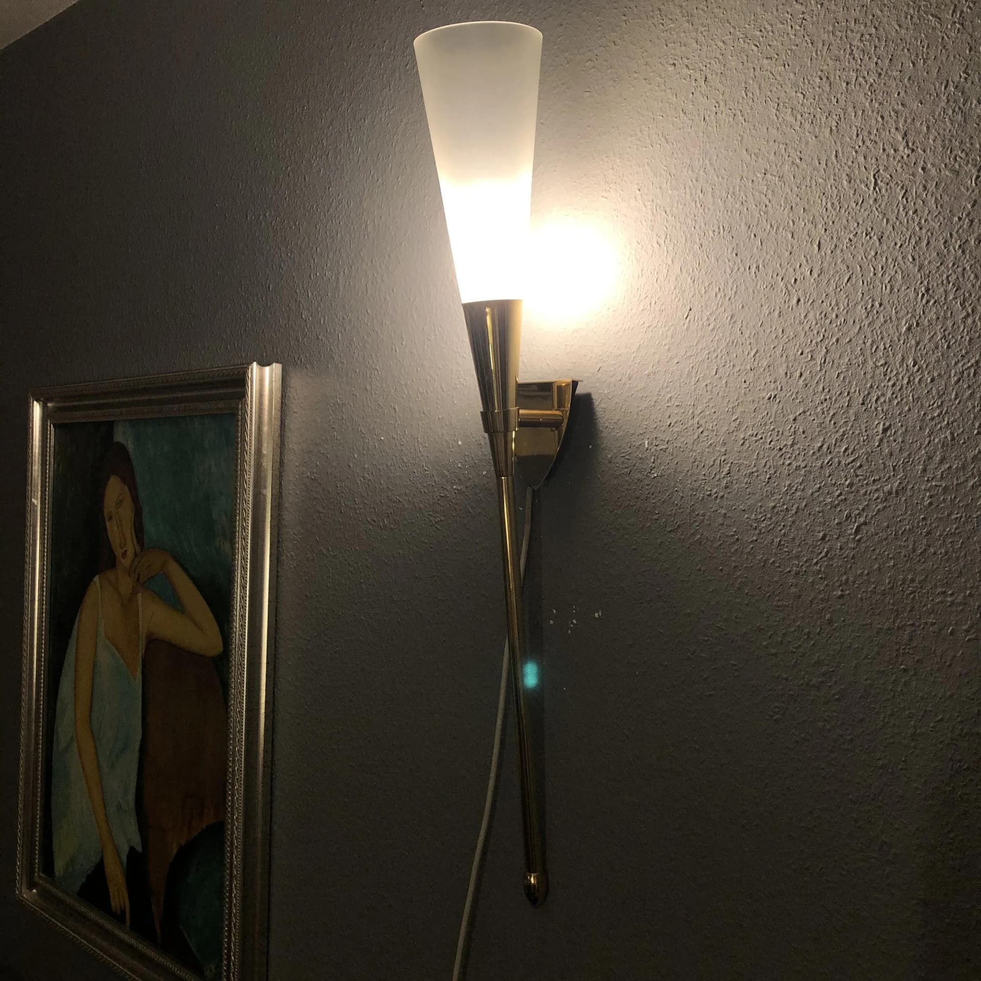 Kinkiet, mosiądz złoty, szkło białe, Niemcy, lata 70. - 22777