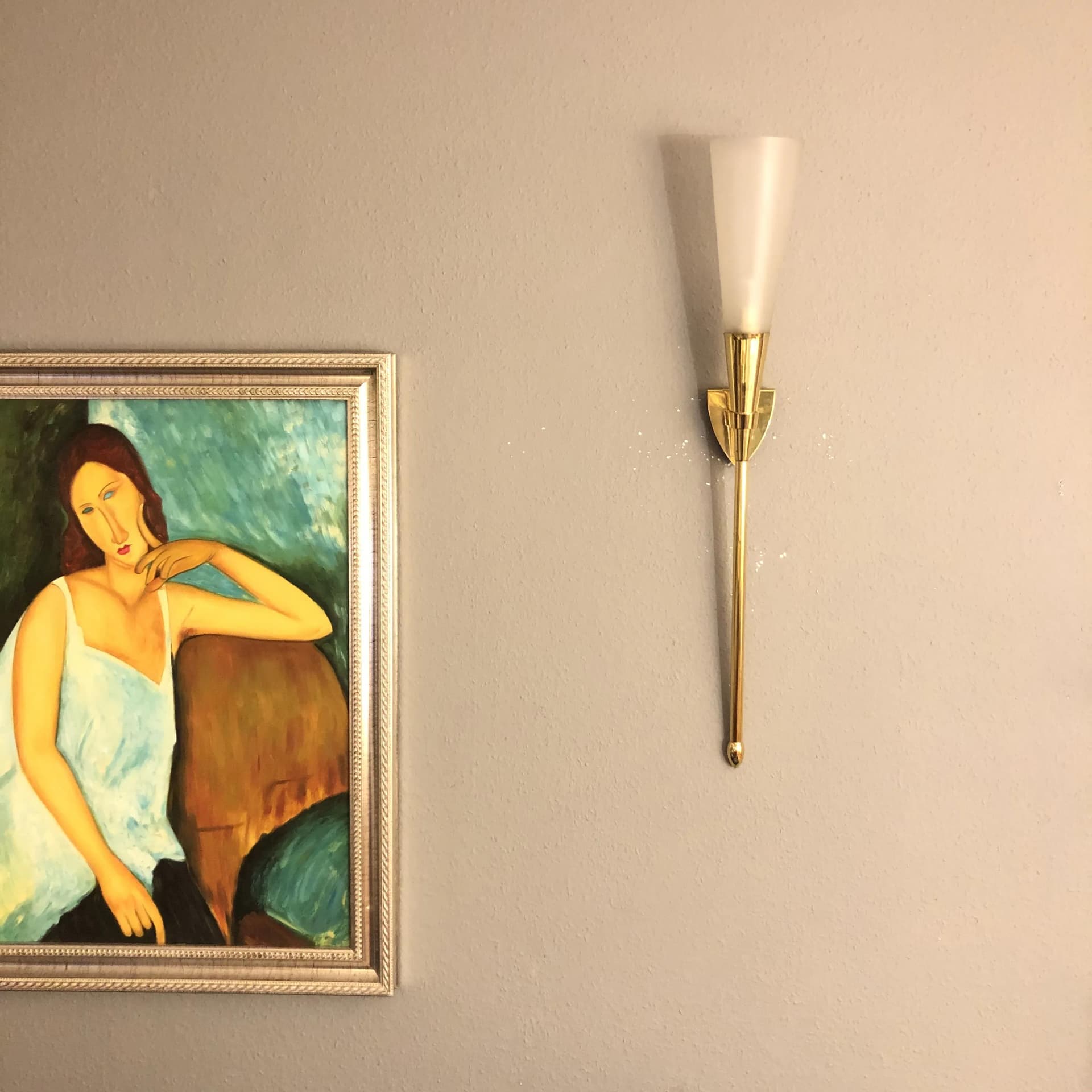 Kinkiet, mosiądz złoty, szkło białe, Niemcy, lata 70. - 22773