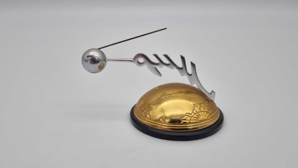 Desk Ornament Space Age, gold metal, silver metal, black plastic, USSR, 1960s. - 308374