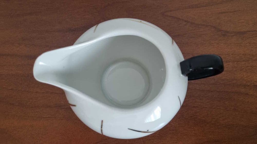 Zestaw serwisowy Julita, biały czarny złoty, porcelana, proj. E. Ruszczyński, Polska, lata 70. - 308370