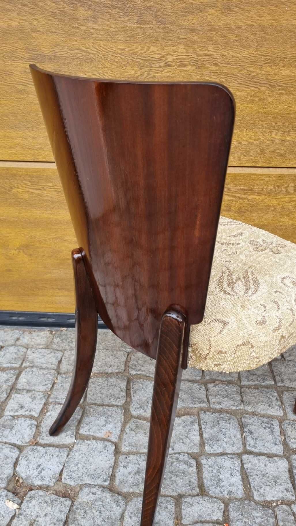 Dining set Art Deco H-214, brown walnut, beige cotton, by J. Halabala, UP Závody, Czechoslovakia, 1940s. - 308361
