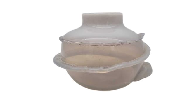 Vase Ślimak, beige transparent white, glass, by Jakubas, Poland, 1970s. - DIMENSION