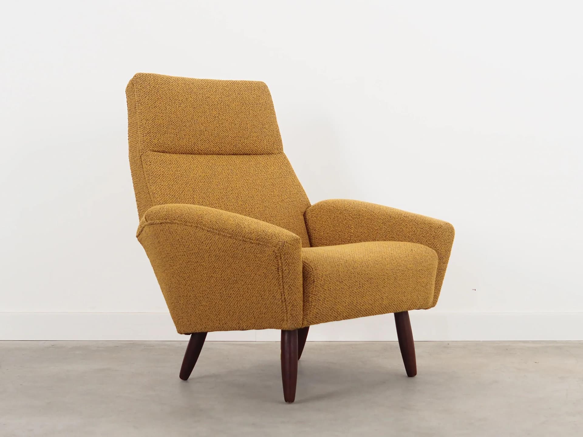 Fotel, musztardowy, teak, Dania, lata 70. - 23063