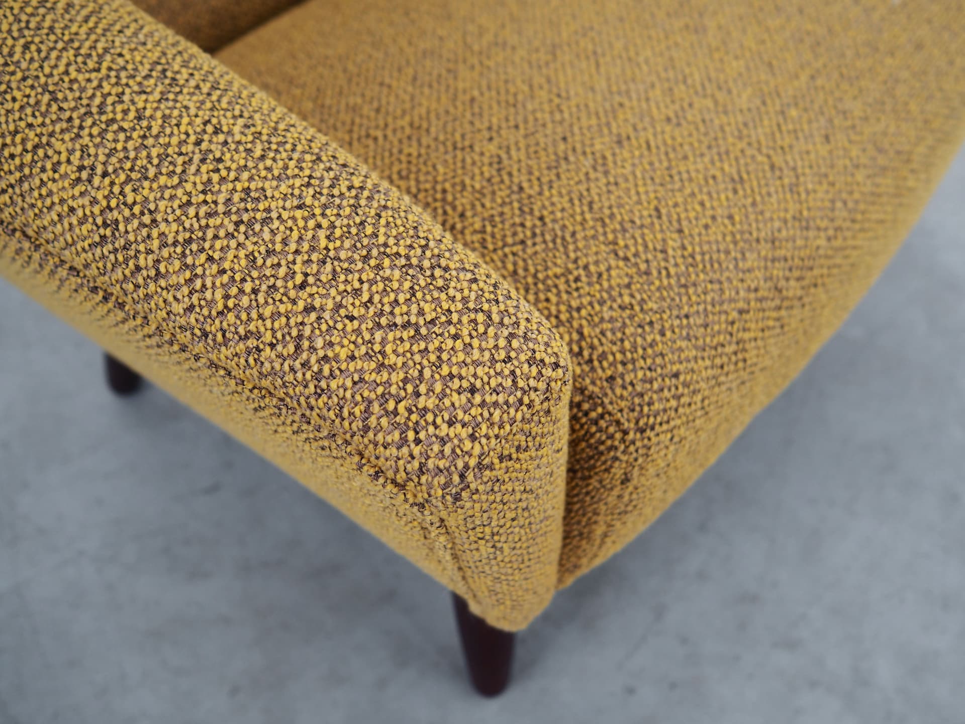 Fotel, musztardowy, teak, Dania, lata 70. - 66507