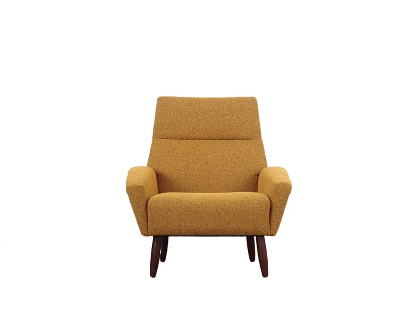 Fotel, musztardowy, teak, Dania, lata 70.