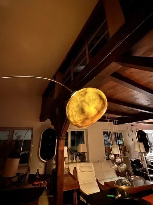 Floor Lamp Space Age, gold metal, chrome, Italy, 1970s. - 308833