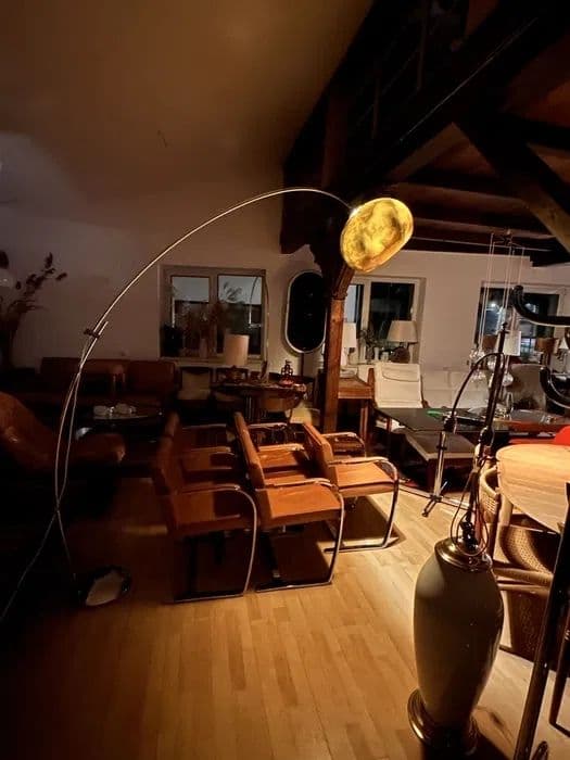 Floor Lamp Space Age, gold metal, chrome, Italy, 1970s. - 308829