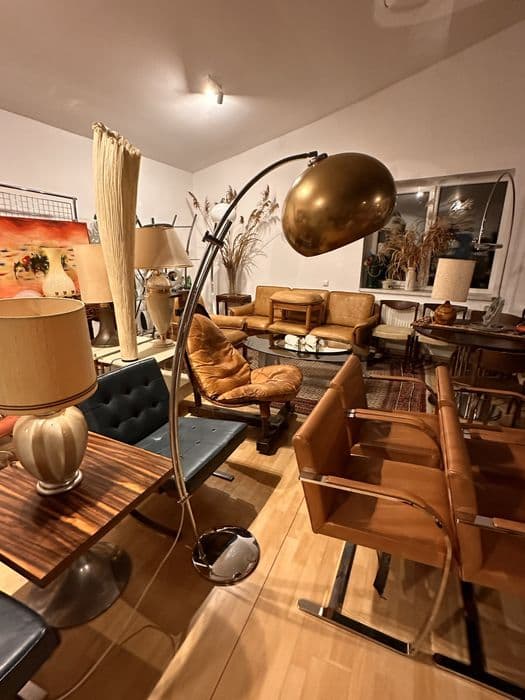 Floor Lamp Space Age, gold metal, chrome, Italy, 1970s. - 308233