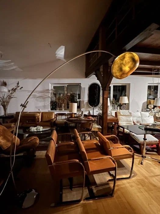 Floor Lamp Space Age, gold metal, chrome, Italy, 1970s. - 308830