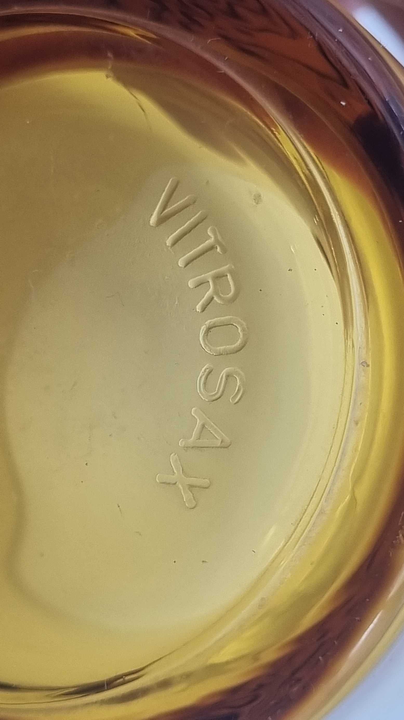 Zestaw sześciu szklanek, bursztynowy, szkło, Włochy, lata 70. - 308486