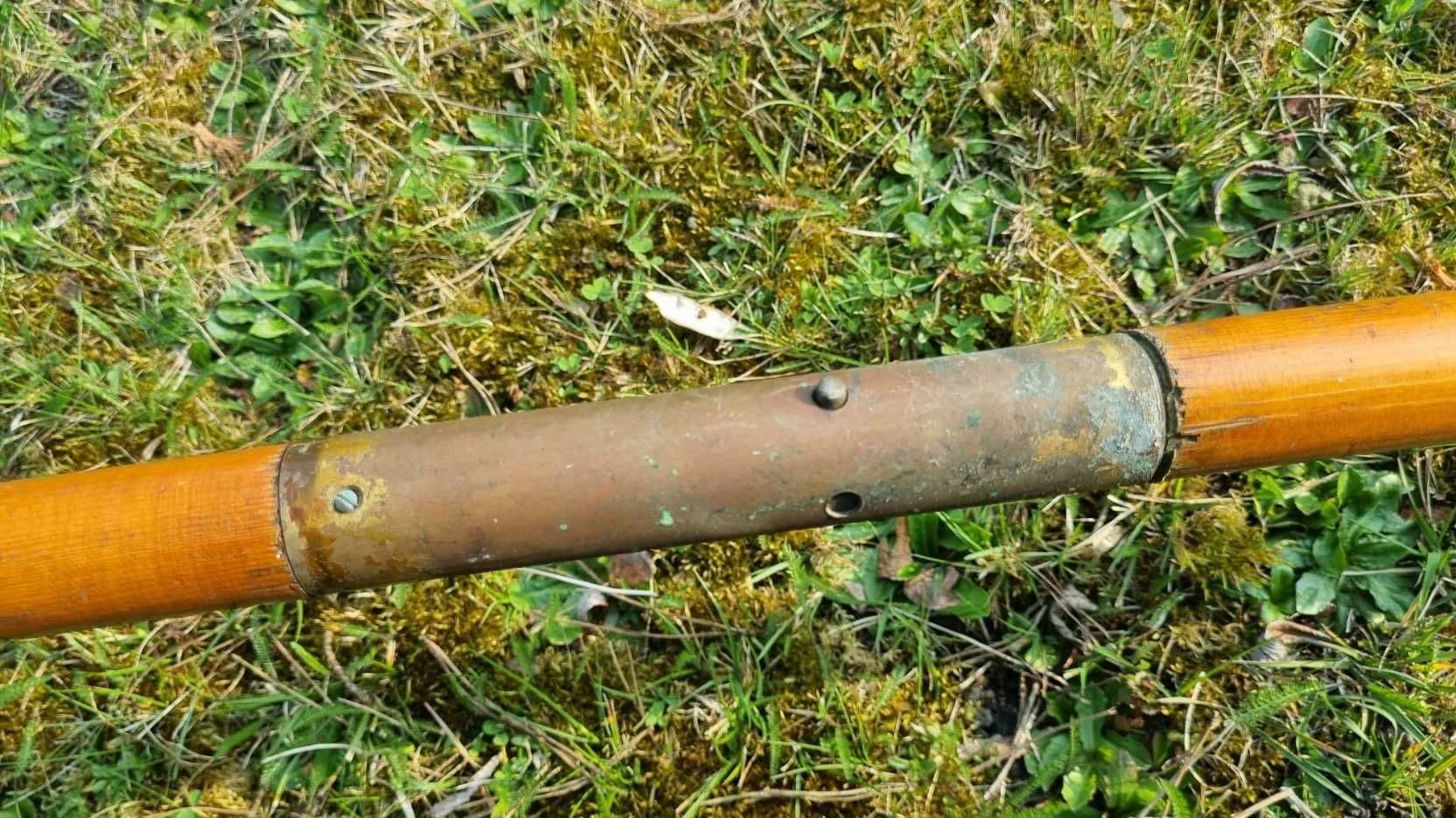 Para wioseł kajakowych składanych, brązowy żółty, drewno metal, Polska, lata 60. - 308507