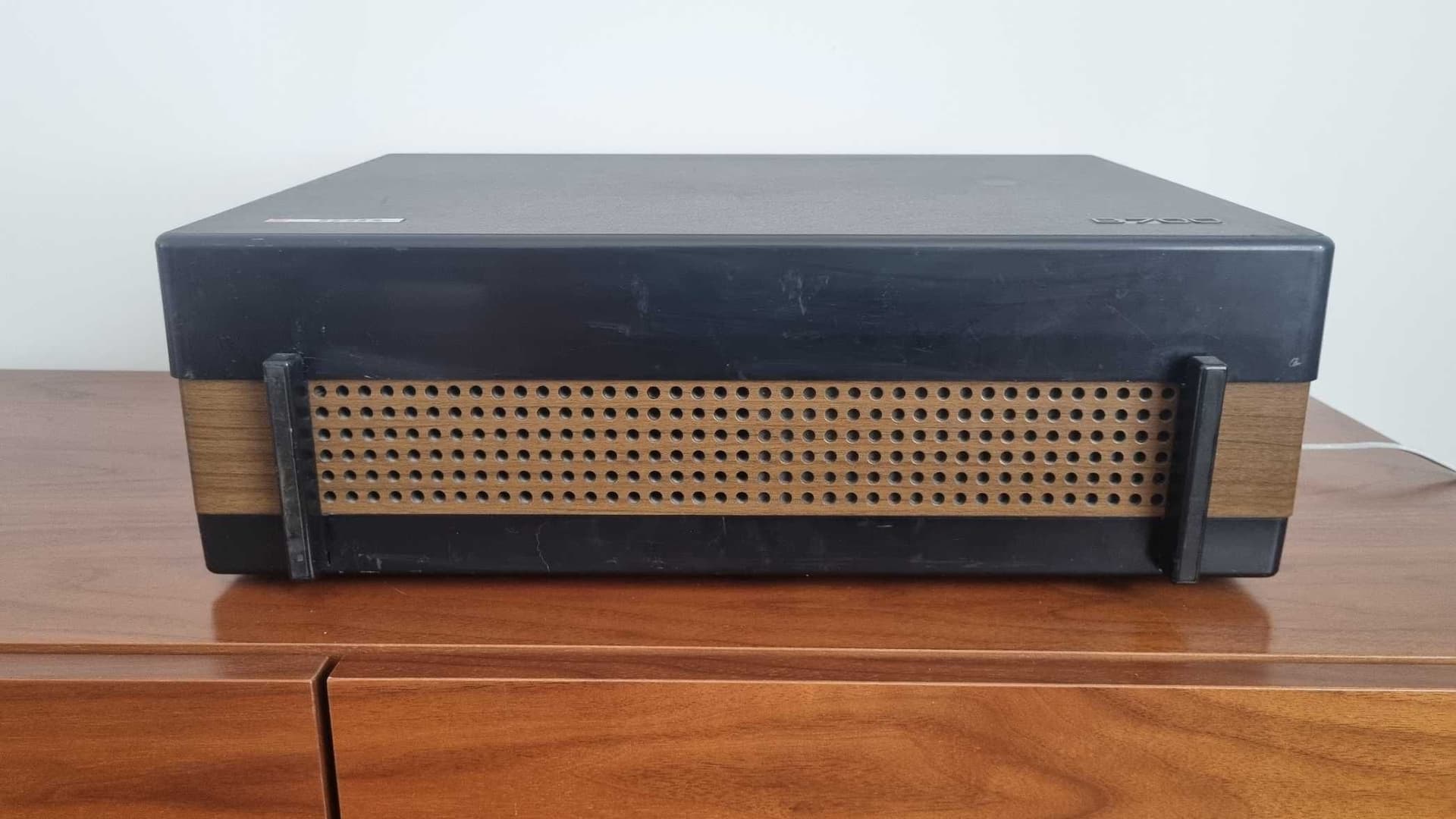 Reel-to-reel tape recorder B700, brown wood veneer, transparent plastic, silver metal, Czechoslovakia, 1970s. - 308534