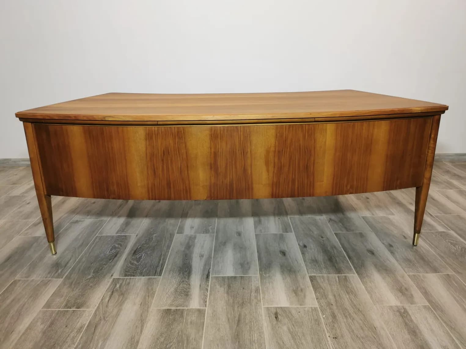 Desk, brown wood, brass, Czechoslovakia, 1960s. - 308598