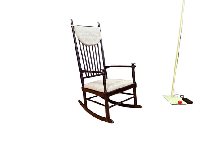 Rocking chair Isabella, black wood, grey fabric, by K.-A. Adolfsson, Gemla Möbler, Sweden, 1950s. - DIMENSION