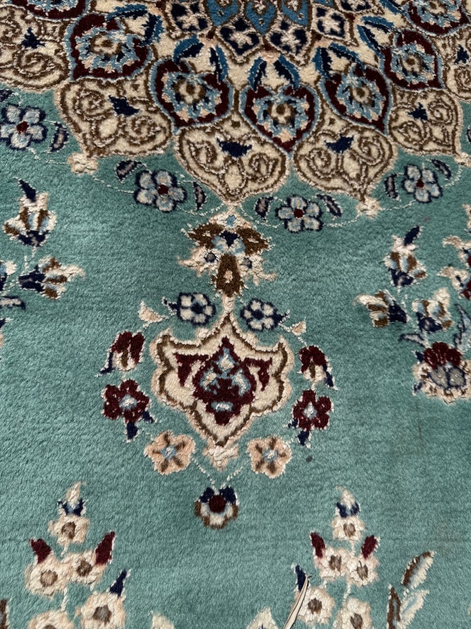 Persian Rug Nain 250x200 cm, turquoise-green, wool silk, Iran - 308661