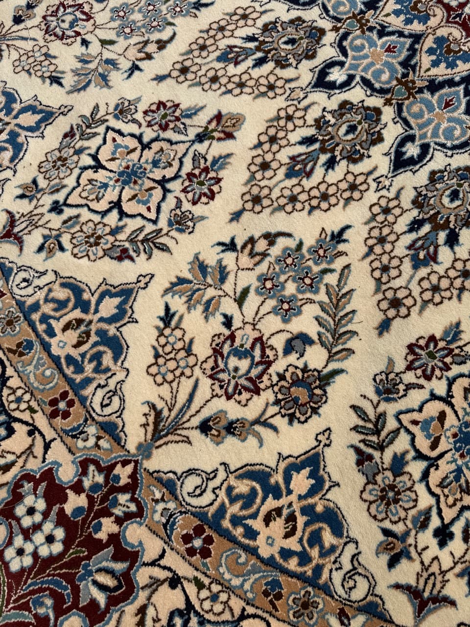 Round Rug Nain 260x260 cm, beige multicolor, cashmere wool, silk, Iran - 308678