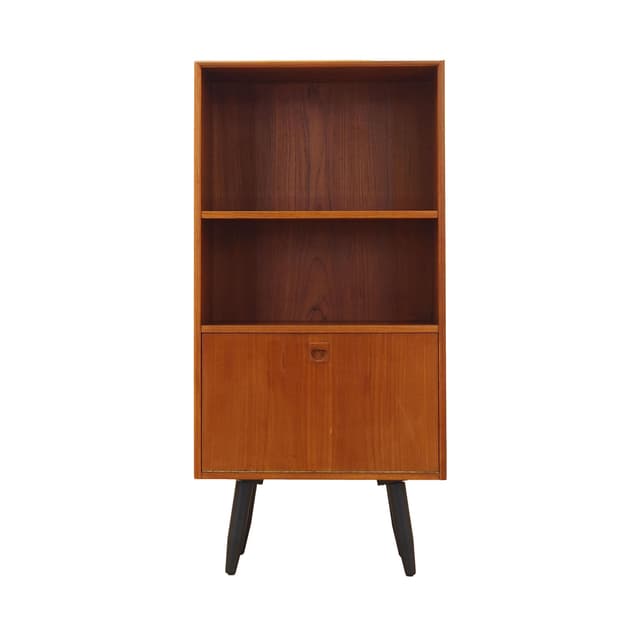 Bookcase, brown teak, black wood, Denmark, 1970s. - DIMENSION