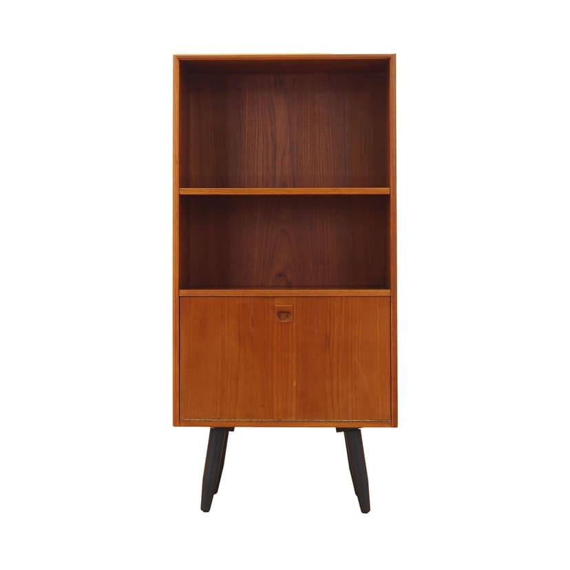 Bookcase, brown teak, black wood, Denmark, 1970s.