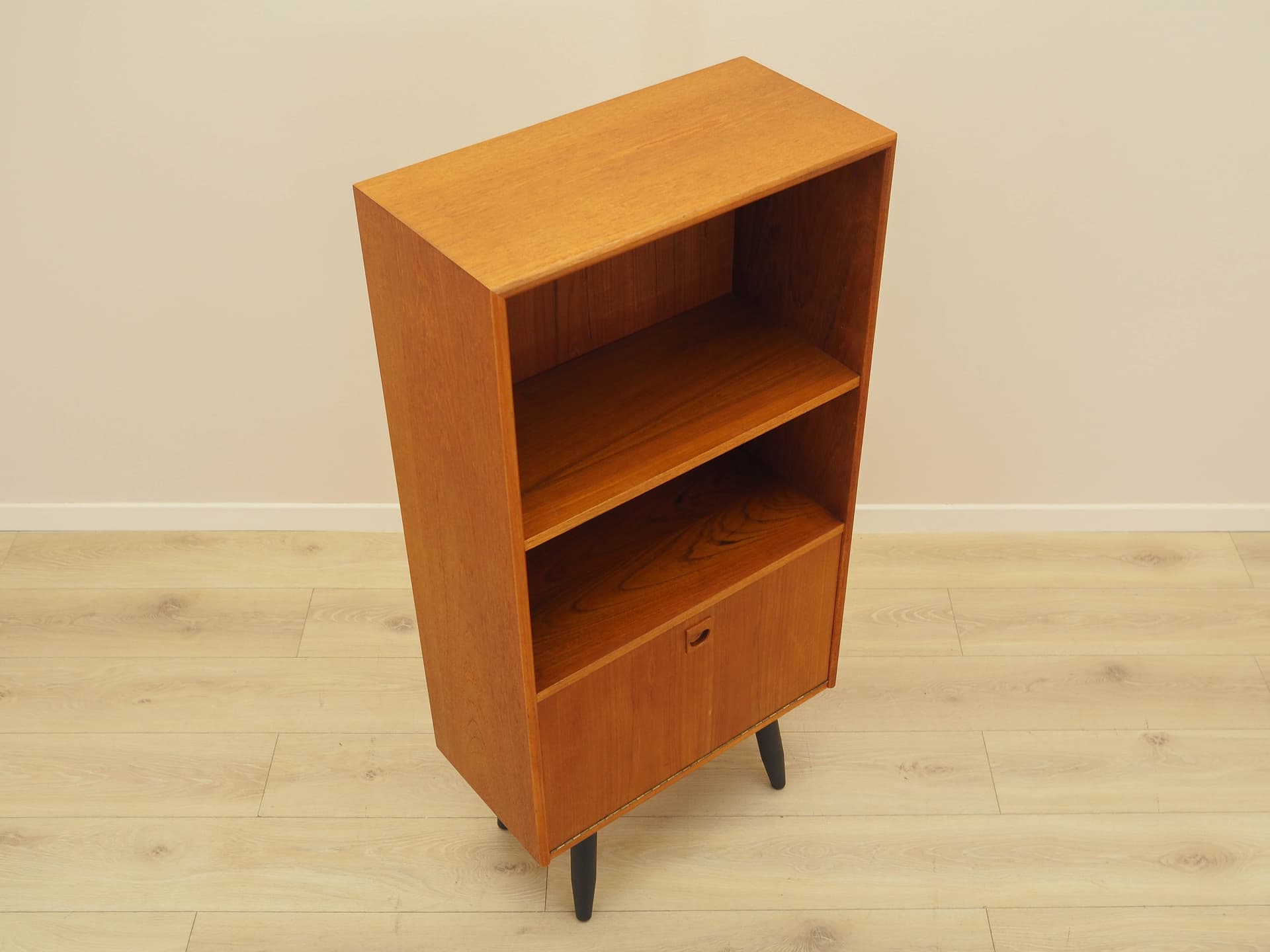 Bookcase, brown teak, black wood, Denmark, 1970s. - 308764