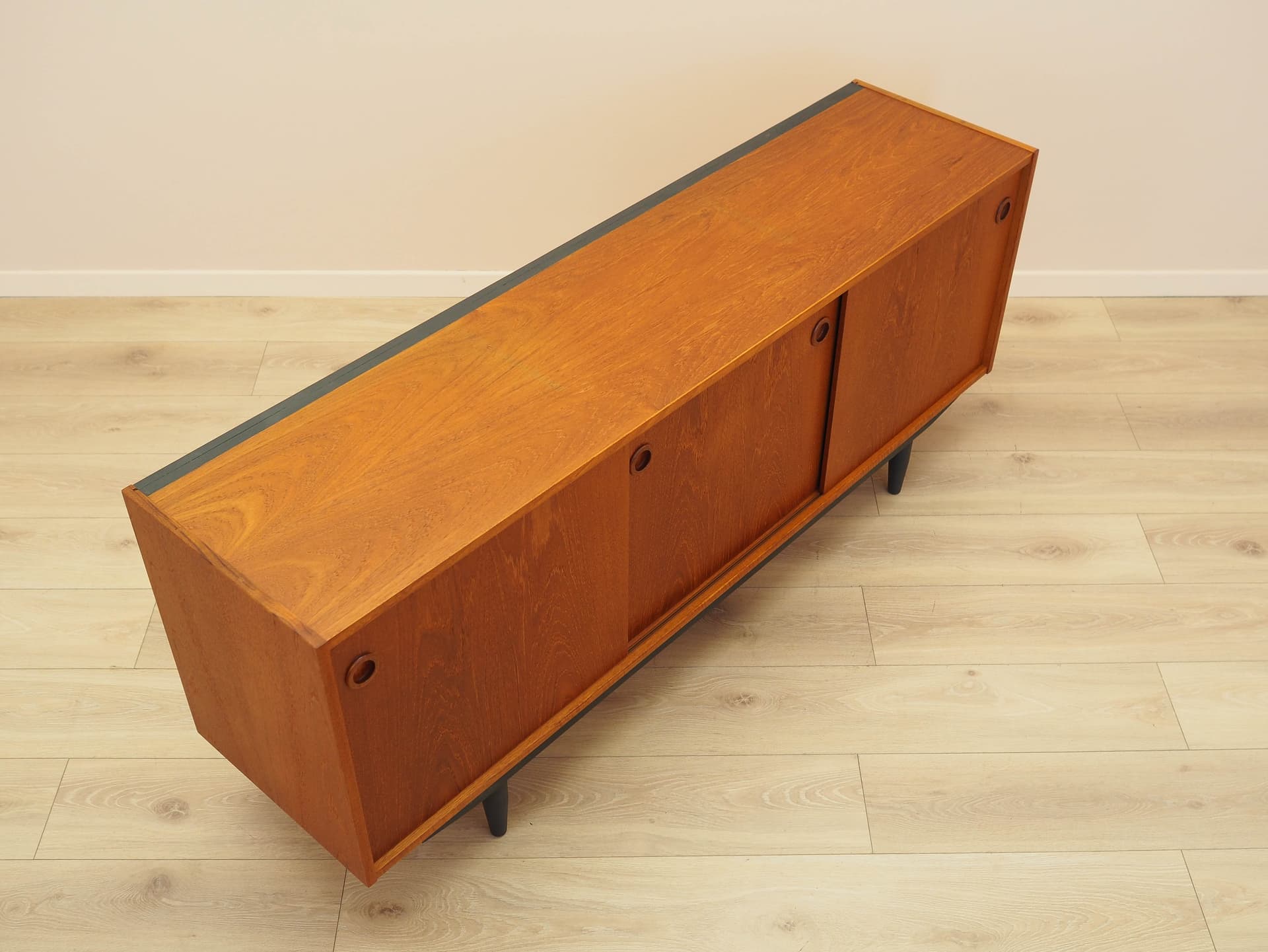 Sideboard, brown teak, black wood, Denmark, 1970s. - 308795