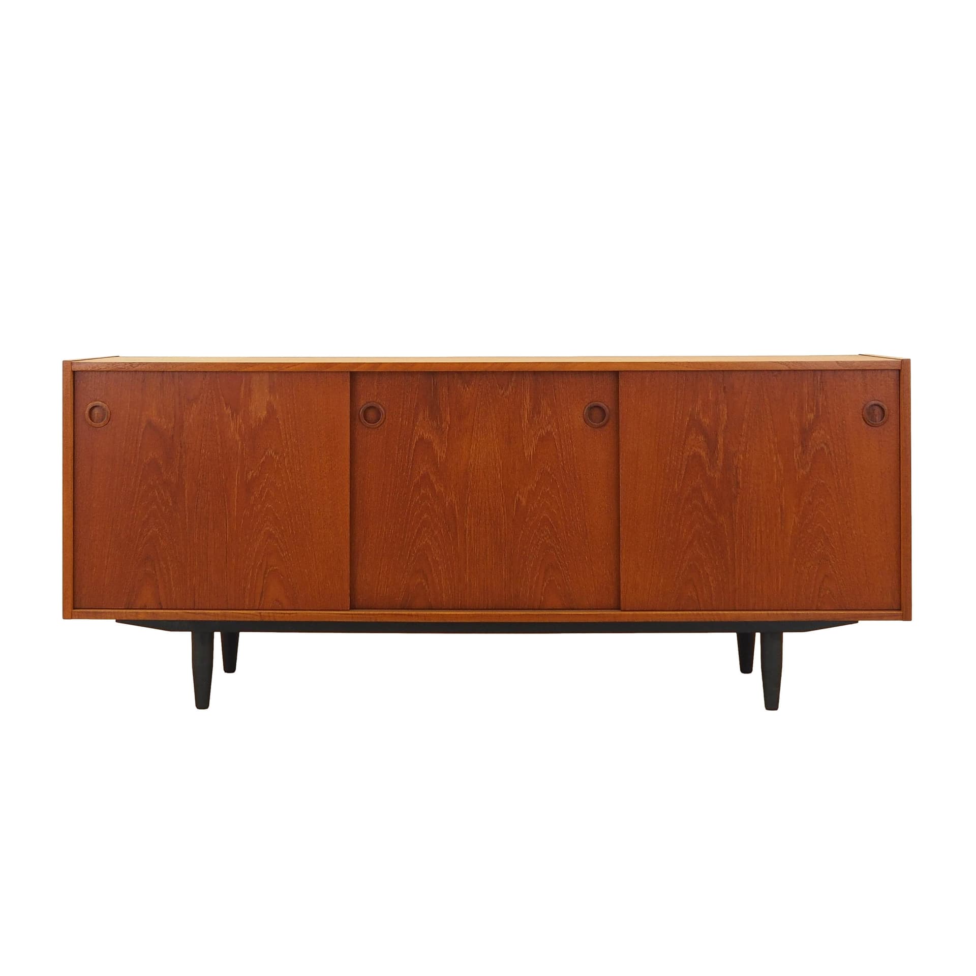 Sideboard, brown teak, black wood, Denmark, 1970s.