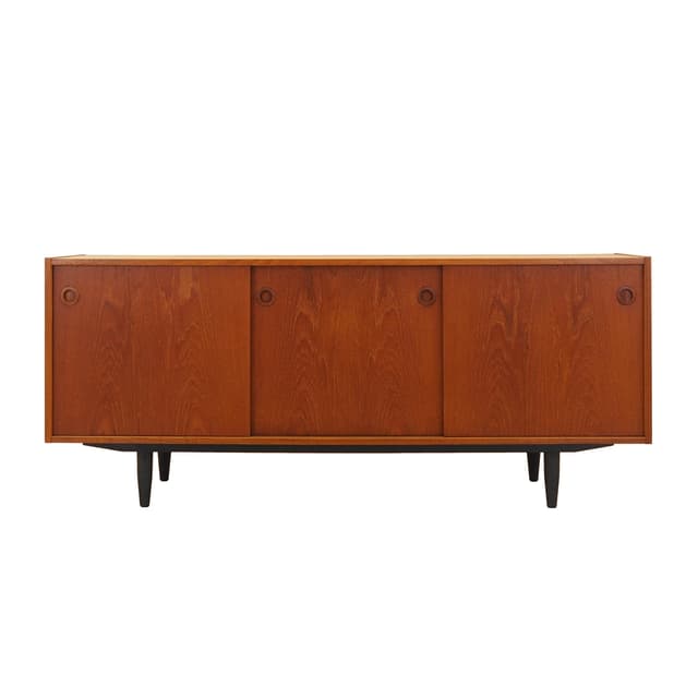 Sideboard, brown teak, black wood, Denmark, 1970s. - DIMENSION