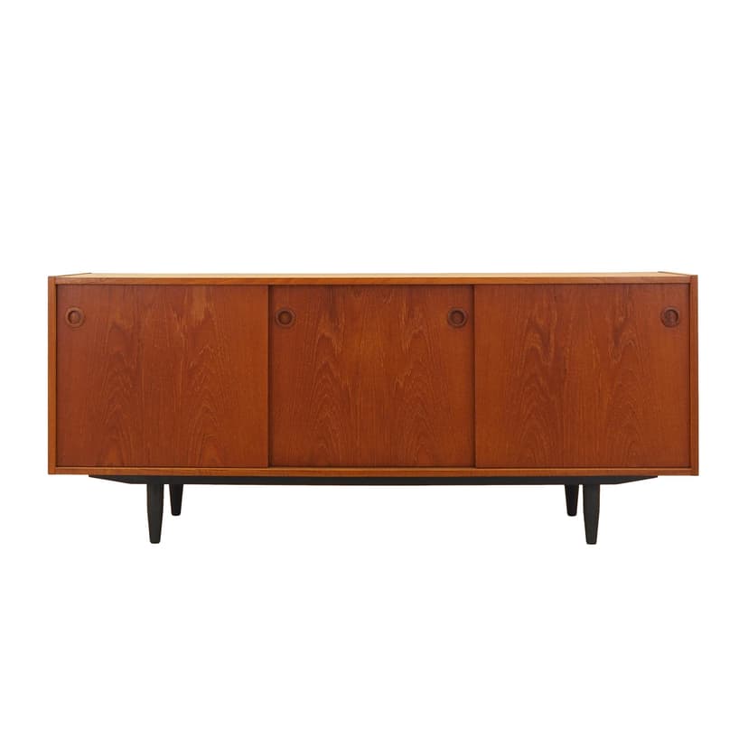 Sideboard, brown teak, black wood, Denmark, 1970s.
