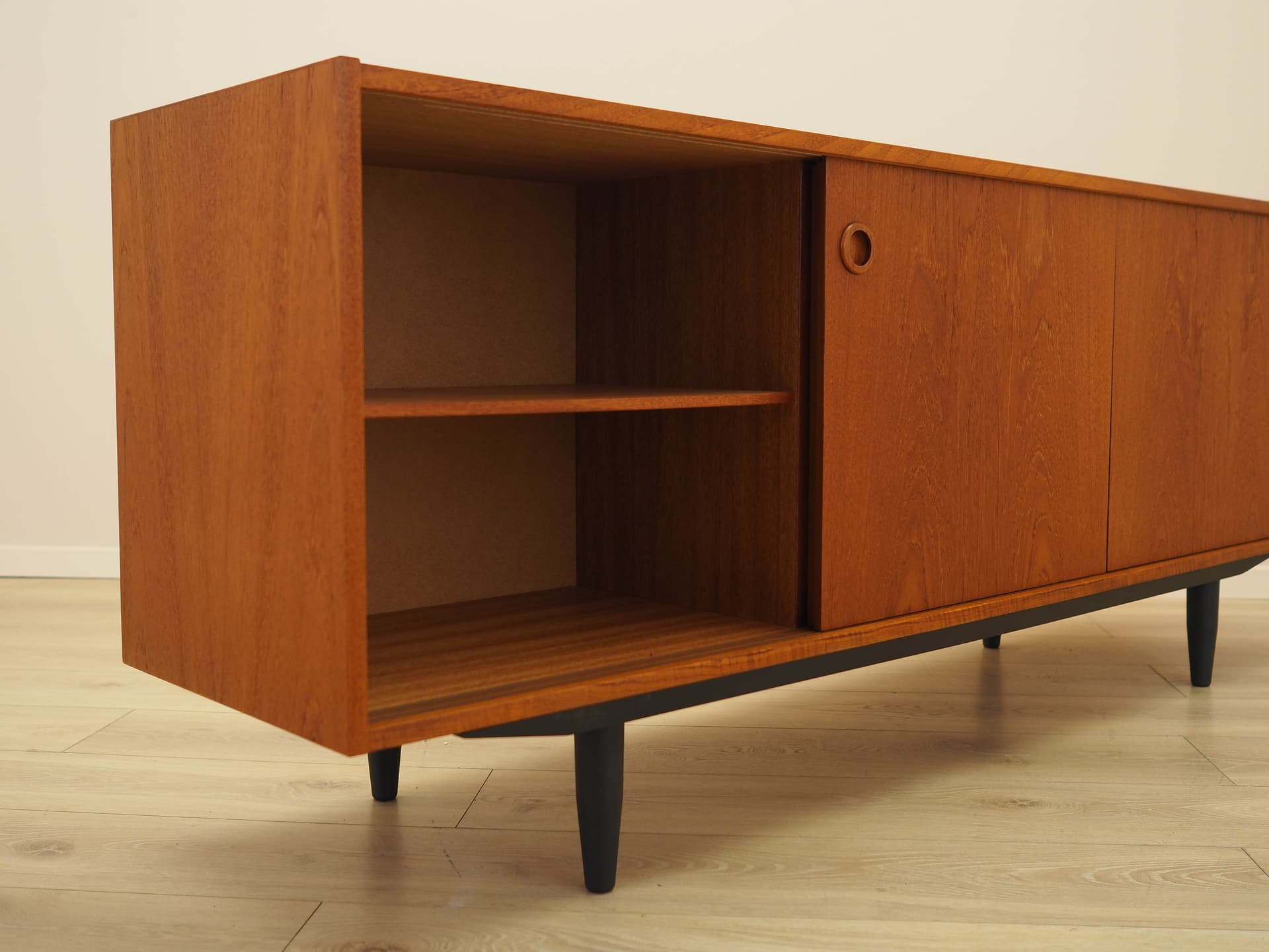 Sideboard, brown teak, black wood, Denmark, 1970s. - 308803