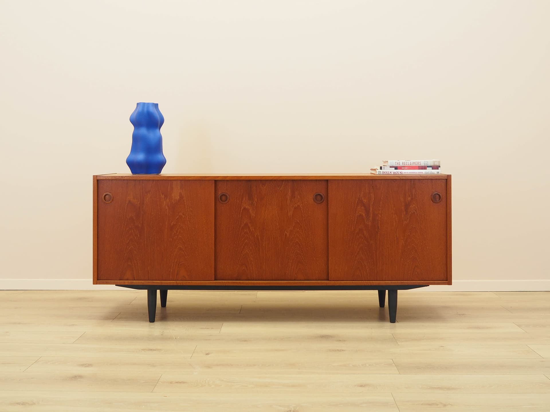 Sideboard, brown teak, black wood, Denmark, 1970s. - 308790