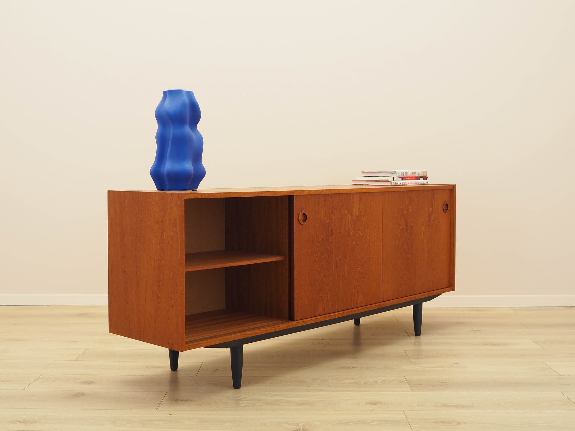 Sideboard, brown teak, black wood, Denmark, 1970s. - 308794