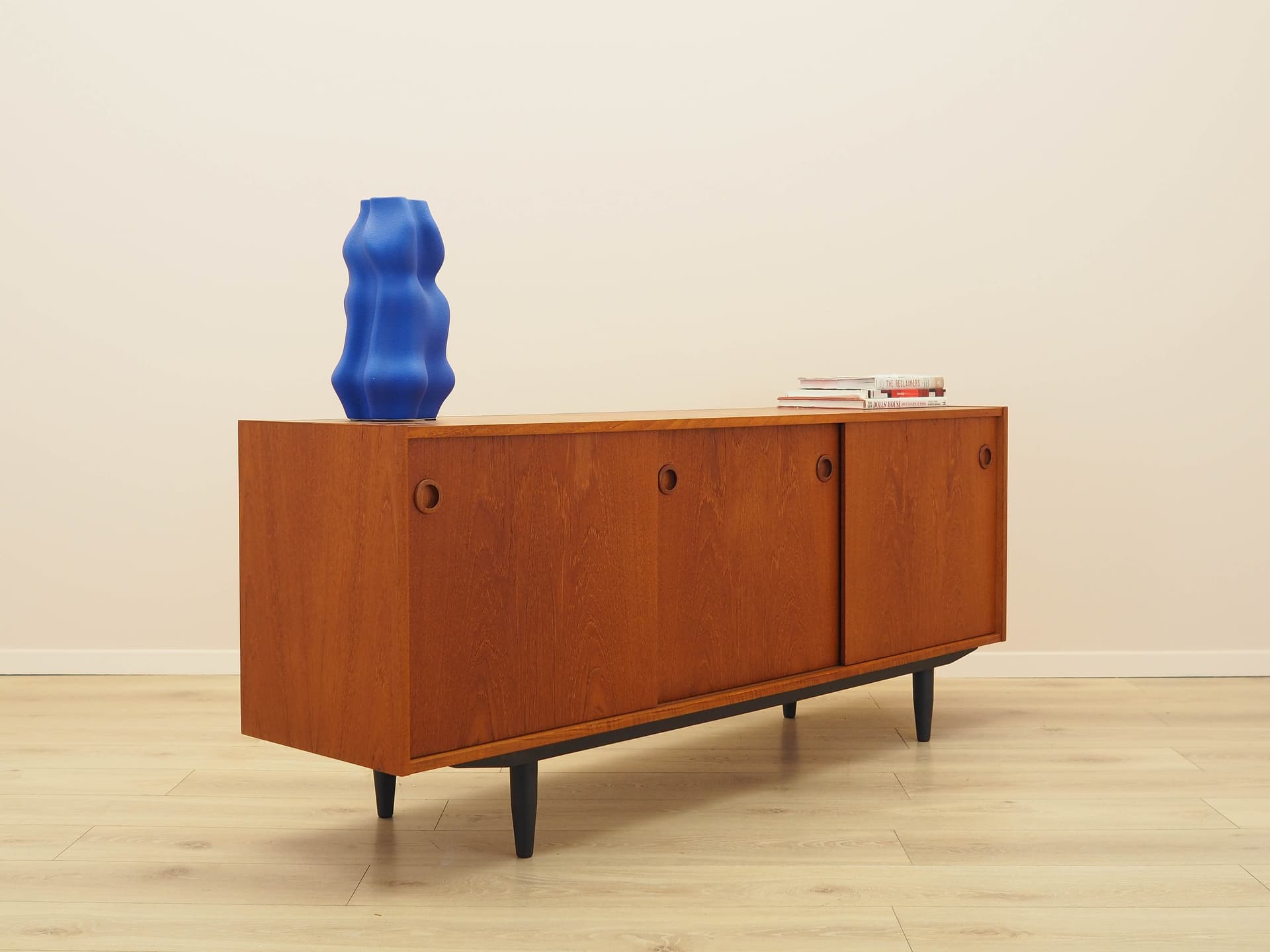 Sideboard, brown teak, black wood, Denmark, 1970s. - 308793