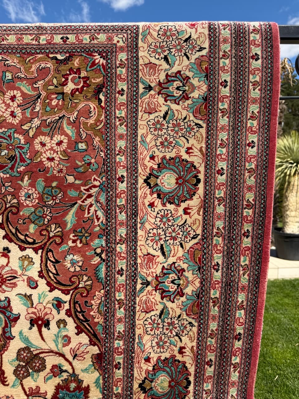 Rug Ghoum/Qom 320x205 cm, beige, silk, Iran - 308918