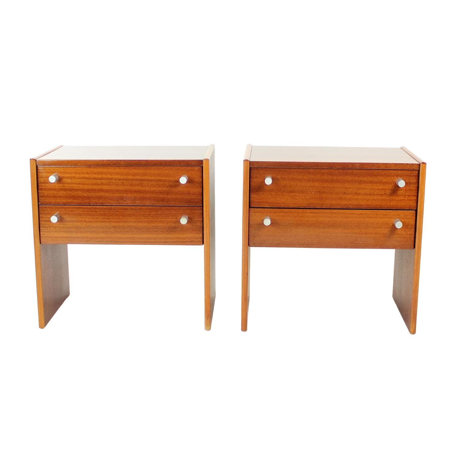 Set of Two Nightstands Femina, brown mahogany, Czechoslovakia, 1970s