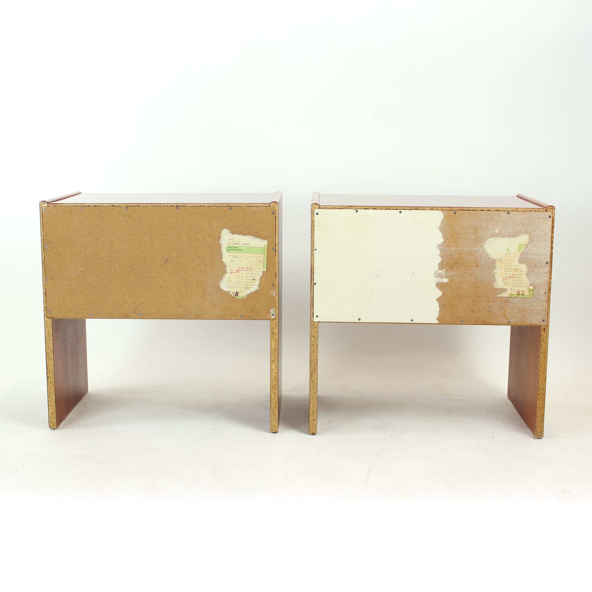 Set of Two Nightstands Femina, brown mahogany, Czechoslovakia, 1970s - 308993