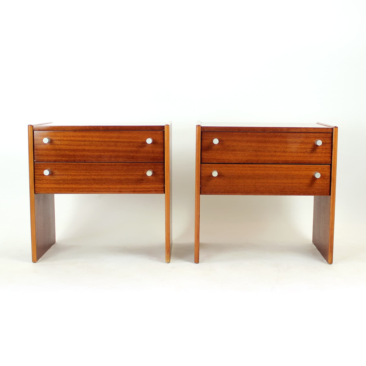 Set of Two Nightstands Femina, brown mahogany, Czechoslovakia, 1970s - 308988