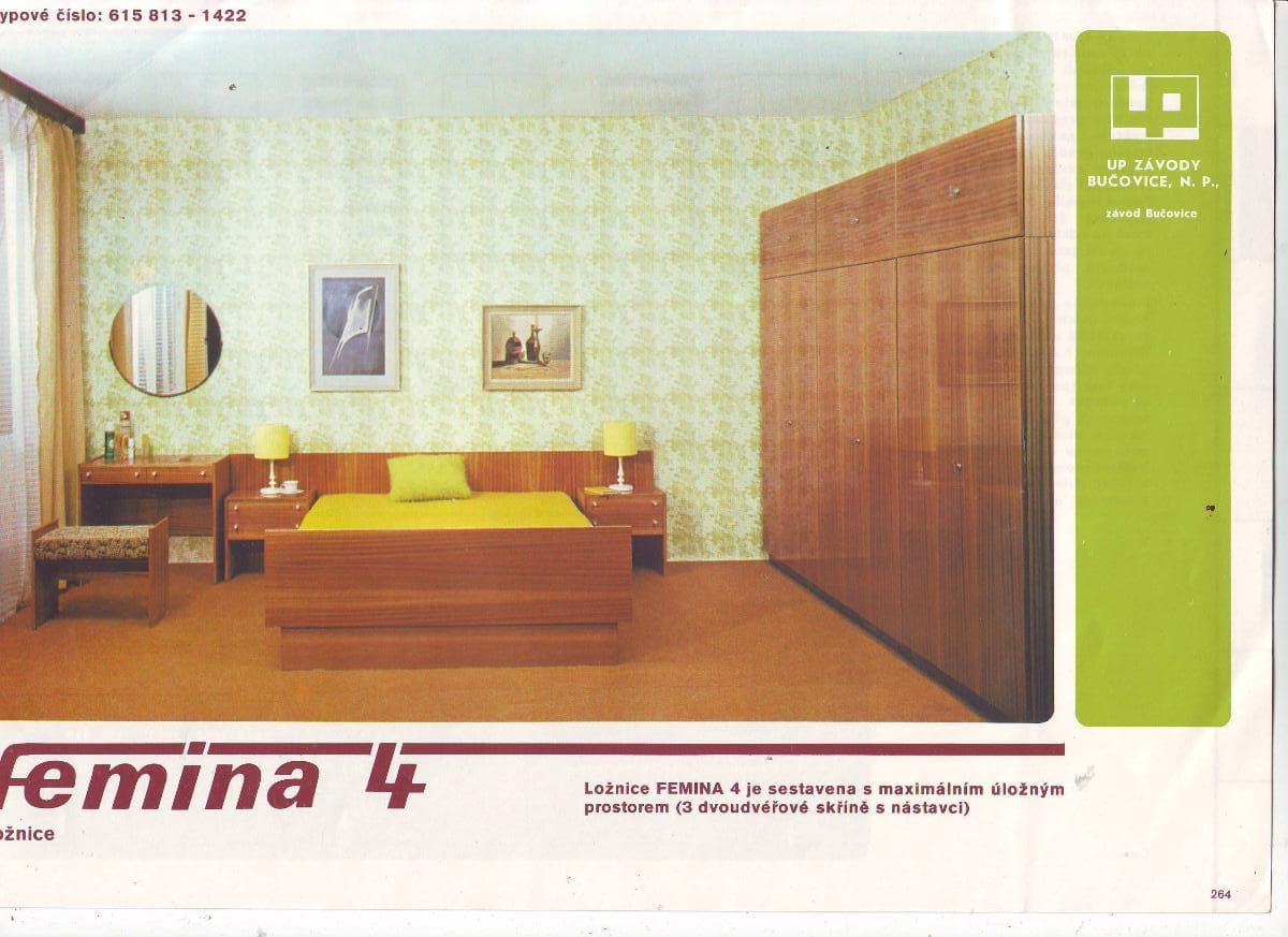 Set of Two Nightstands Femina, brown mahogany, Czechoslovakia, 1970s - 308981