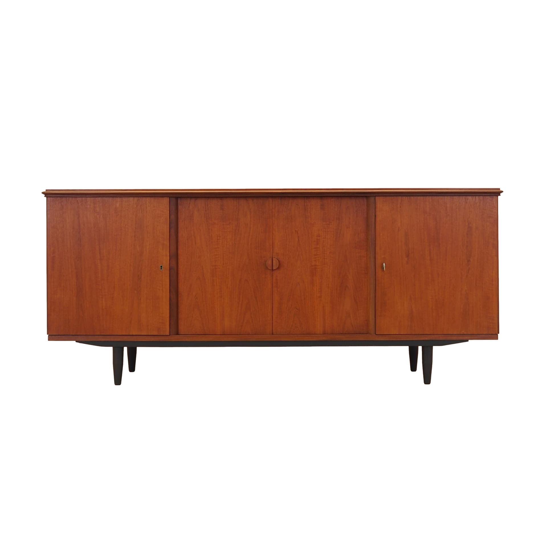 Sideboard, brown teak, black wood, Denmark, 1970s.