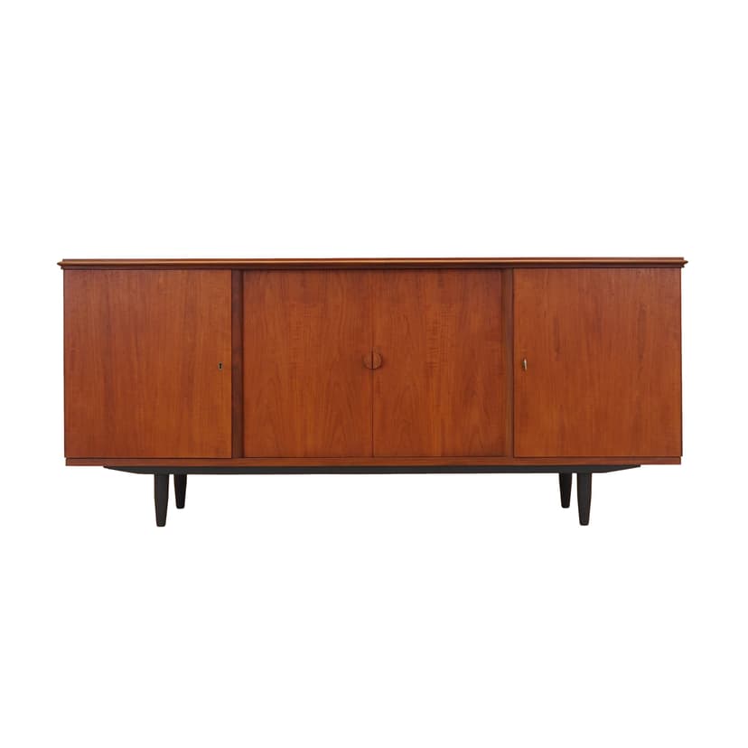 Sideboard, brown teak, black wood, Denmark, 1970s.