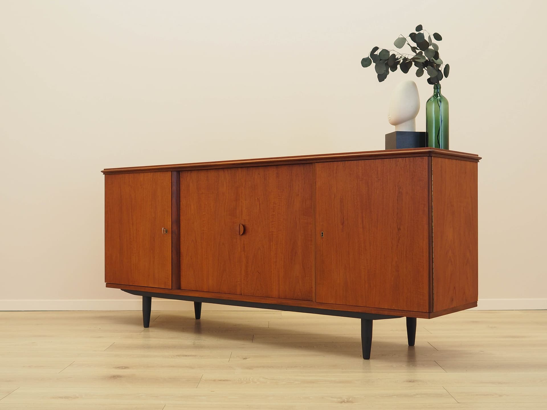 Sideboard, brown teak, black wood, Denmark, 1970s. - 309085