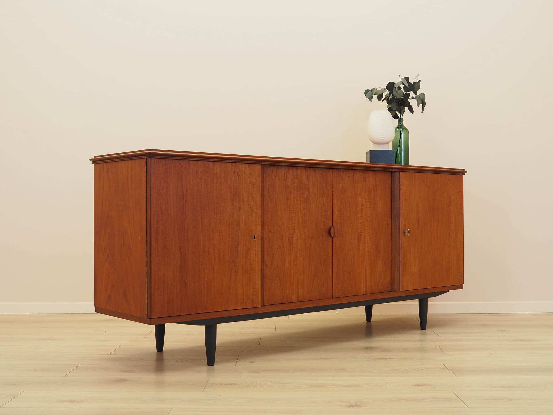 Sideboard, brown teak, black wood, Denmark, 1970s. - 309087