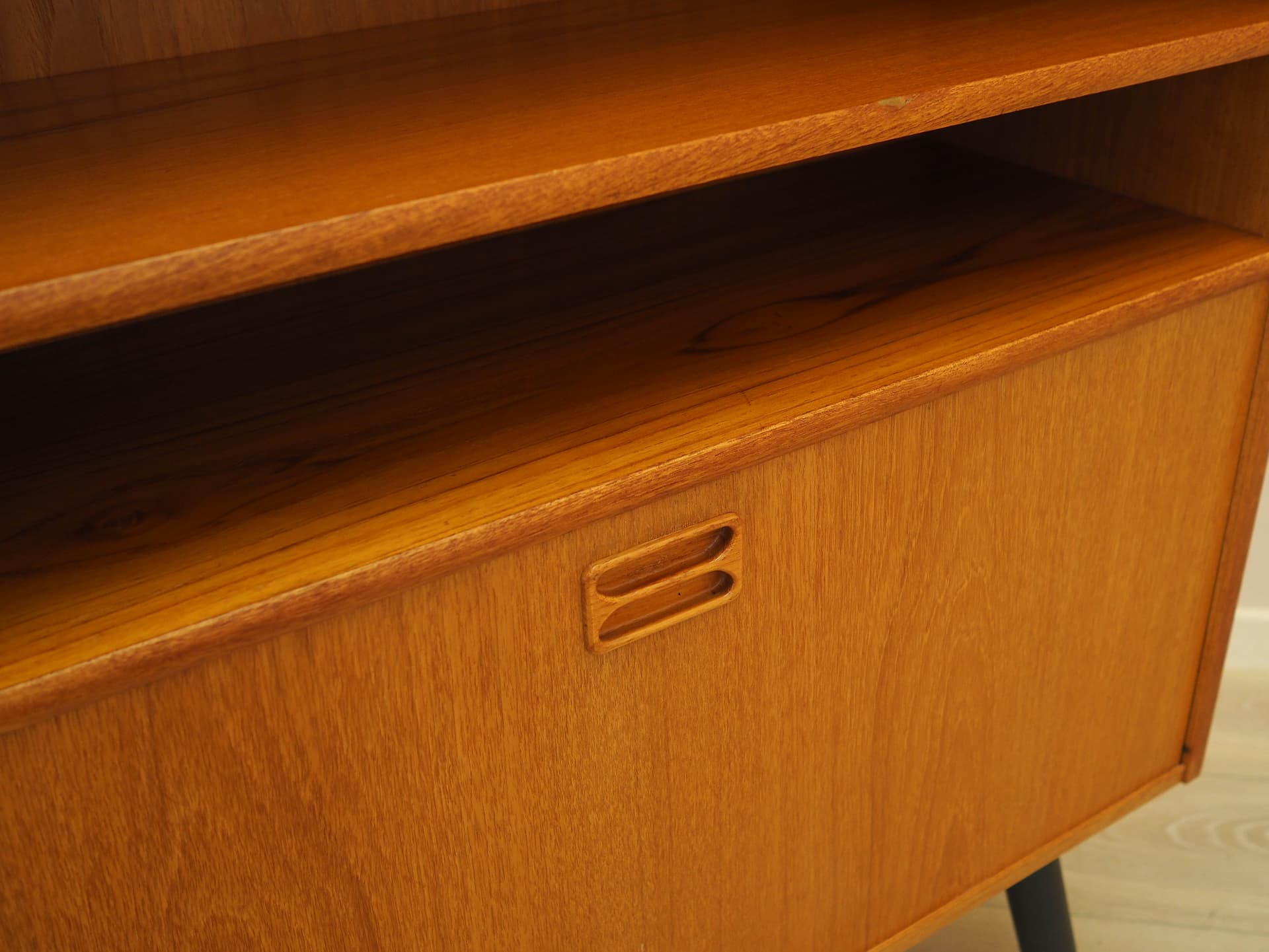 Bookcase, brown teak, black wood, Denmark, 1970s. - 309108