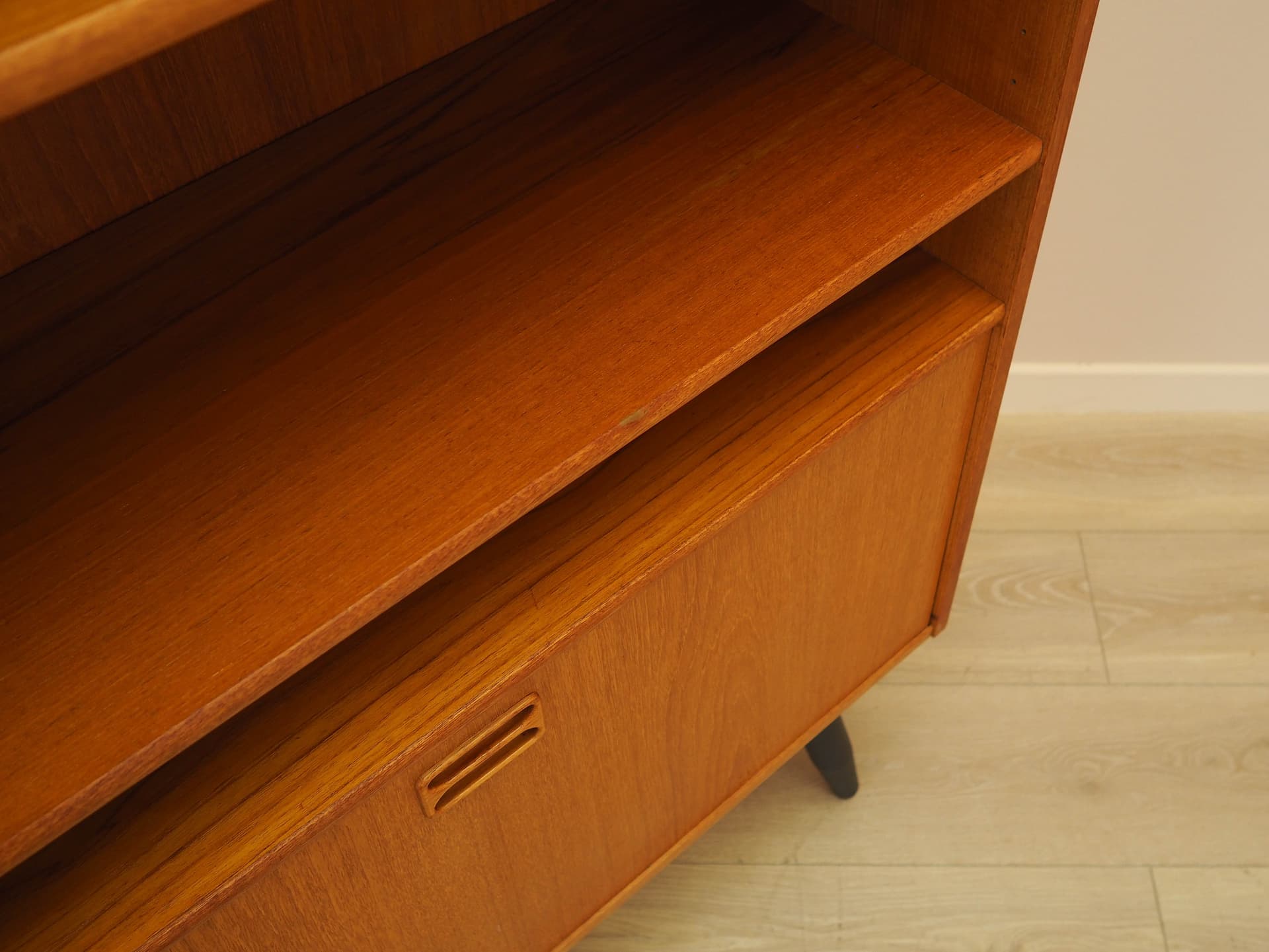 Bookcase, brown teak, black wood, Denmark, 1970s. - 309106
