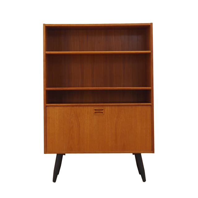 Bookcase, brown teak, black wood, Denmark, 1970s. - DIMENSION