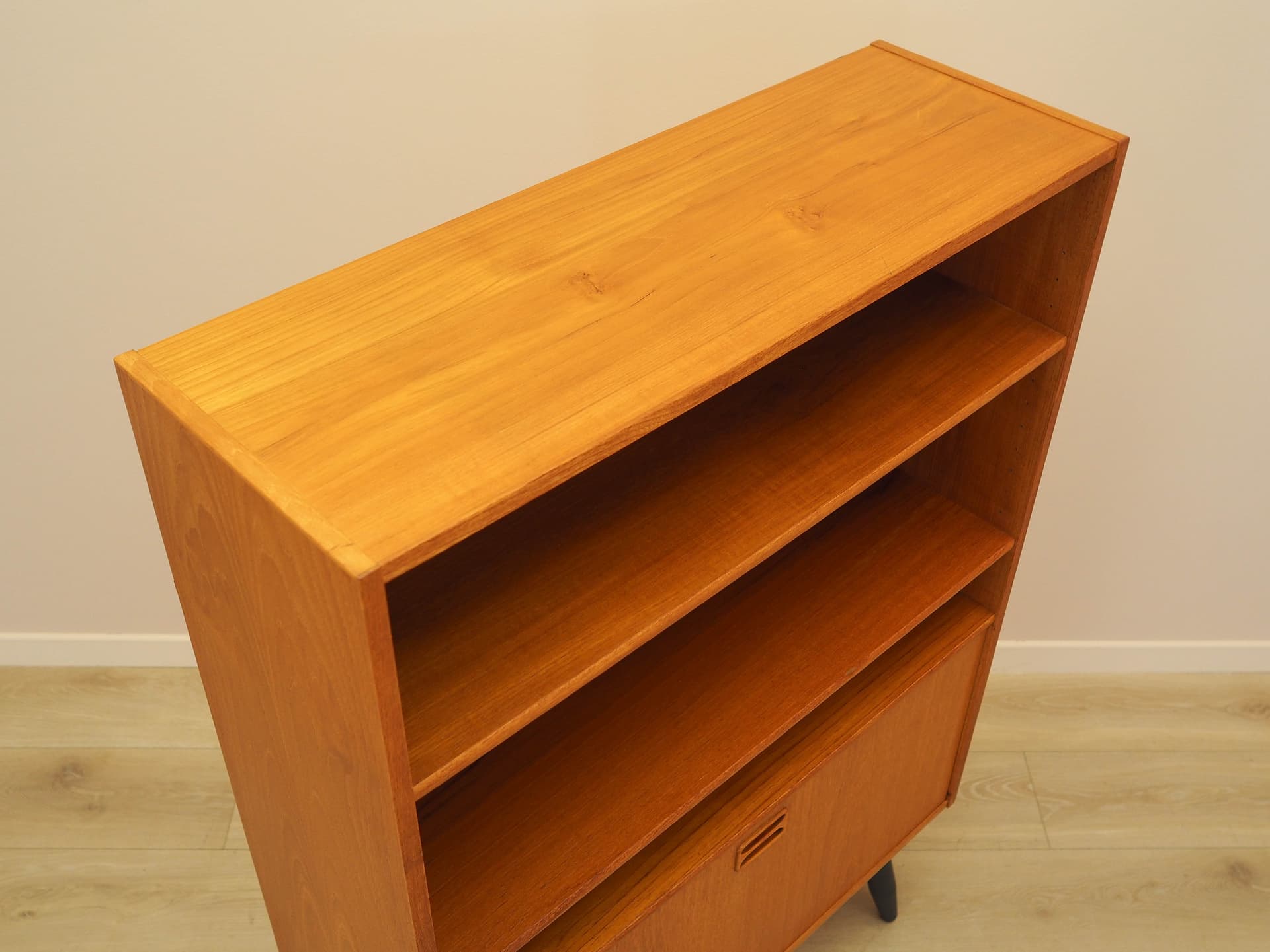 Bookcase, brown teak, black wood, Denmark, 1970s. - 309100