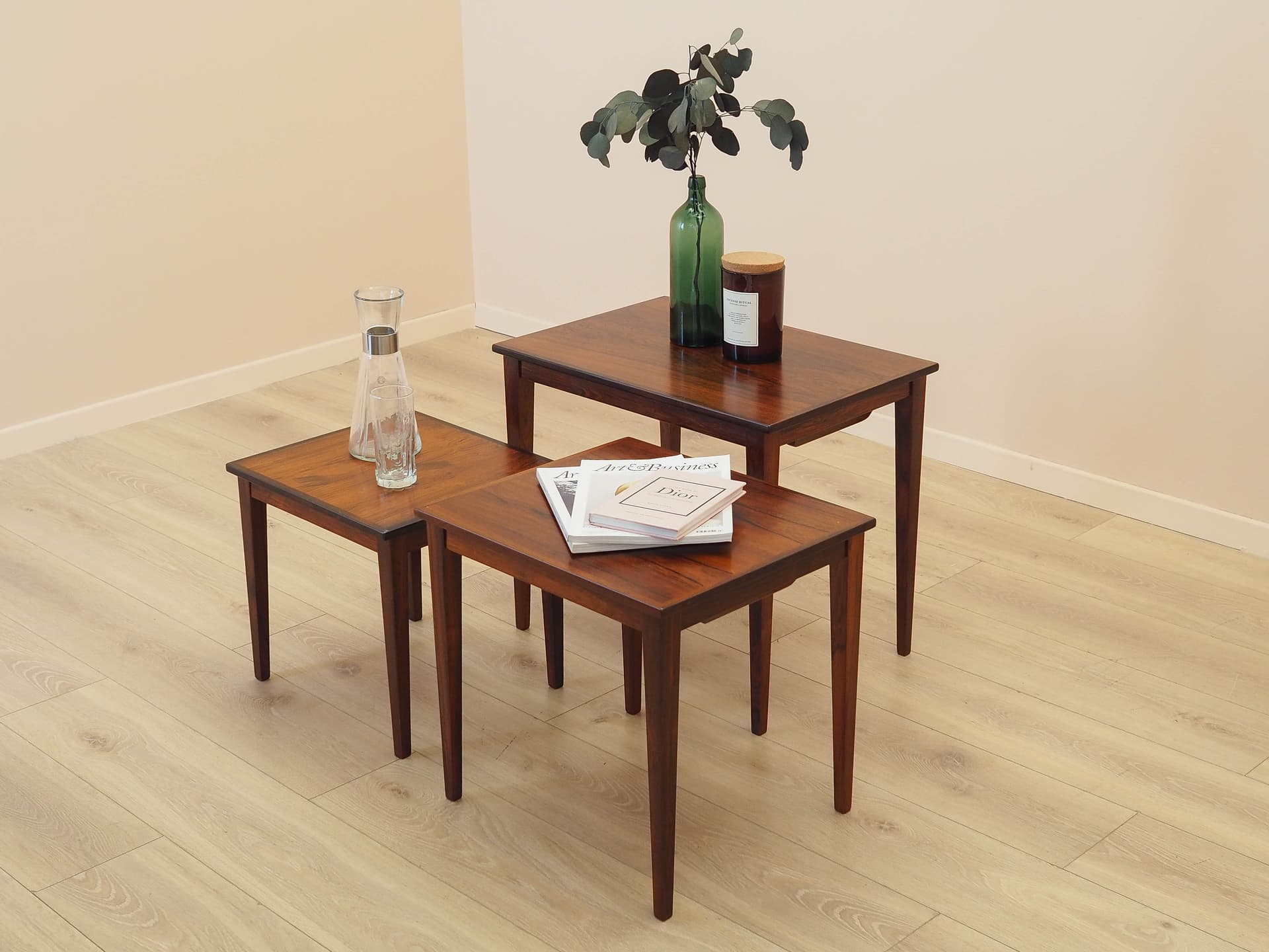 Set of Three Side Tables, brown rosewood, Denmark, 1960s. - 309144